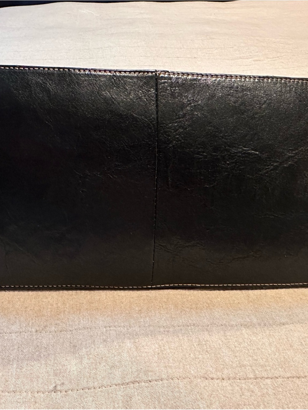 Etienne Aigner Black Leather Tote with Contrast Stitching - Picture 10 of 13